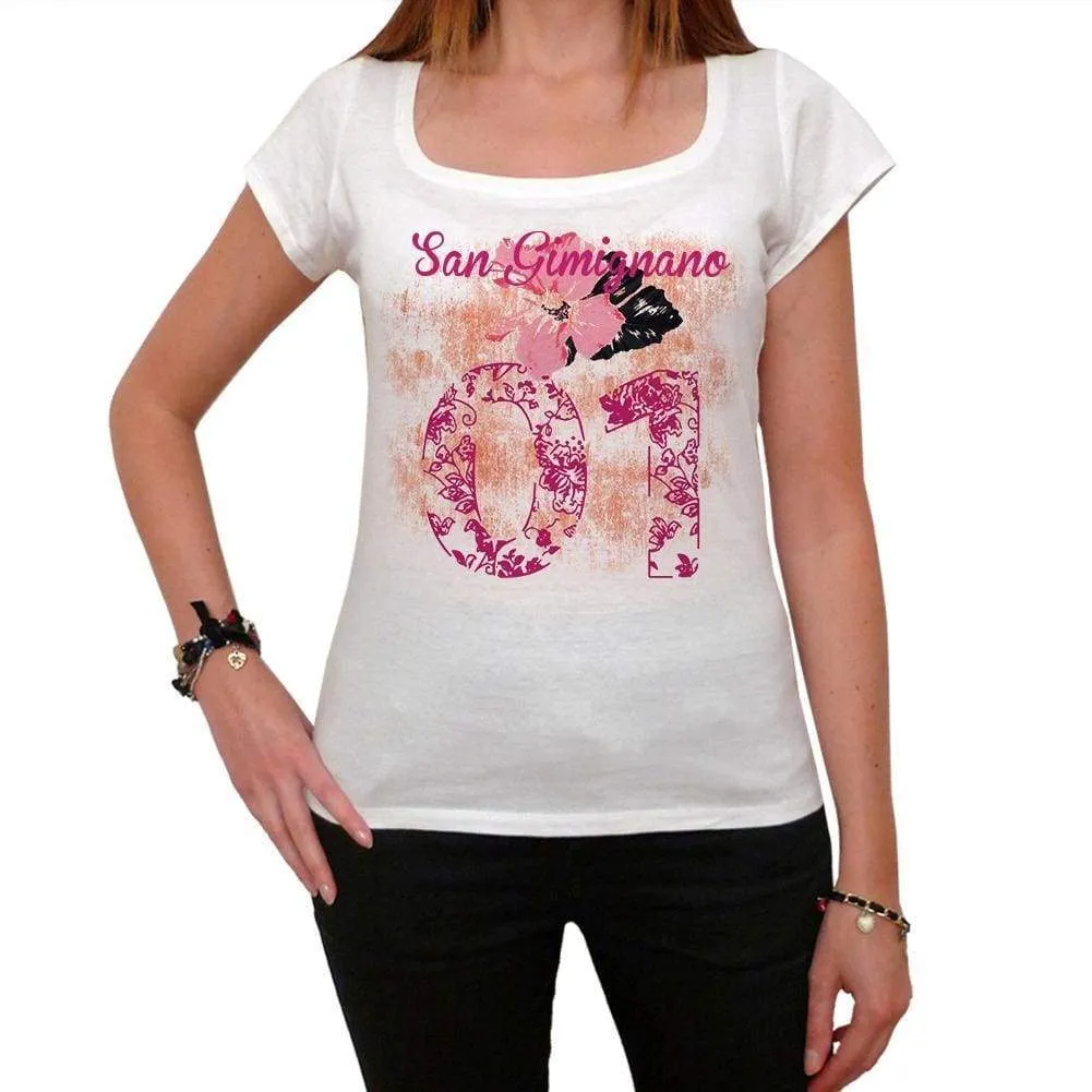 01, San Gimignano, Women's Short Sleeve Round Neck T-shirt 00008