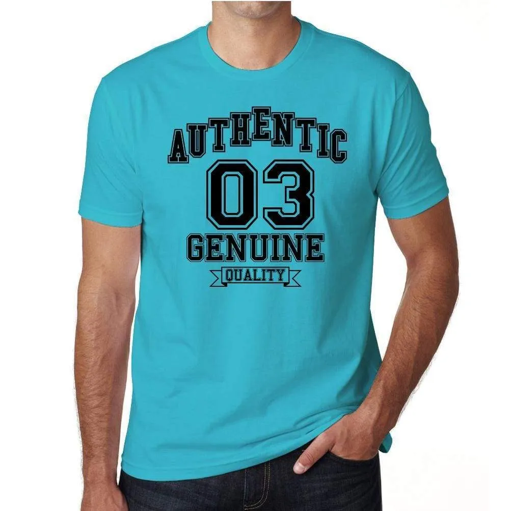 03, Authentic Genuine, Blue, Men's Short Sleeve Round Neck T-shirt 00120