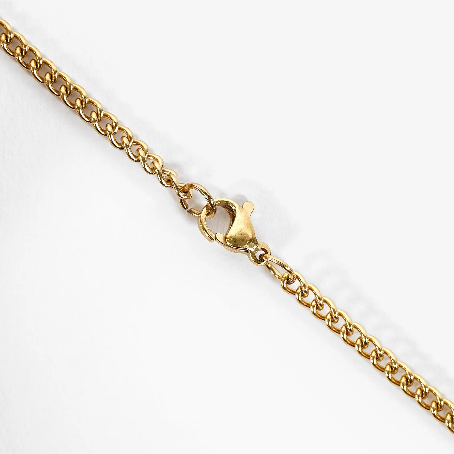 15 Number Pendant with Chain Necklace - Gold Plated Stainless Steel