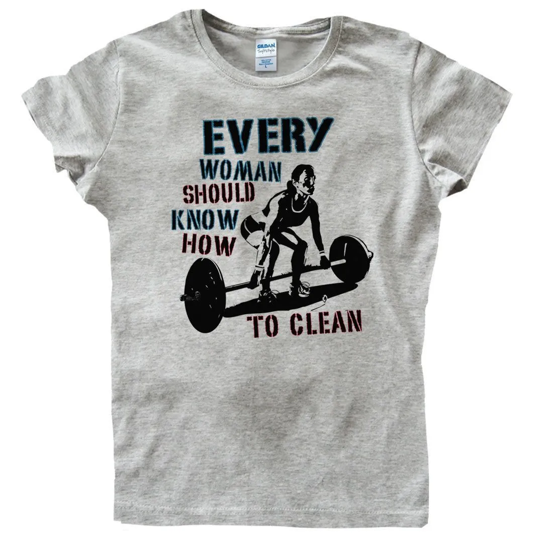 2019 Hot Sale Fashion Everywoman Trains Kettlebell Fitness Workout Grey T-Shirt Tee Shirt