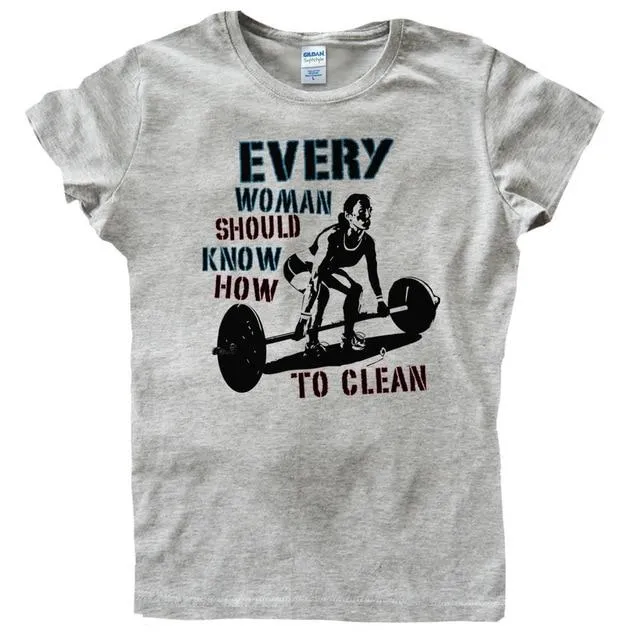 2019 Hot Sale Fashion Everywoman Trains Kettlebell Fitness Workout Grey T-Shirt Tee Shirt
