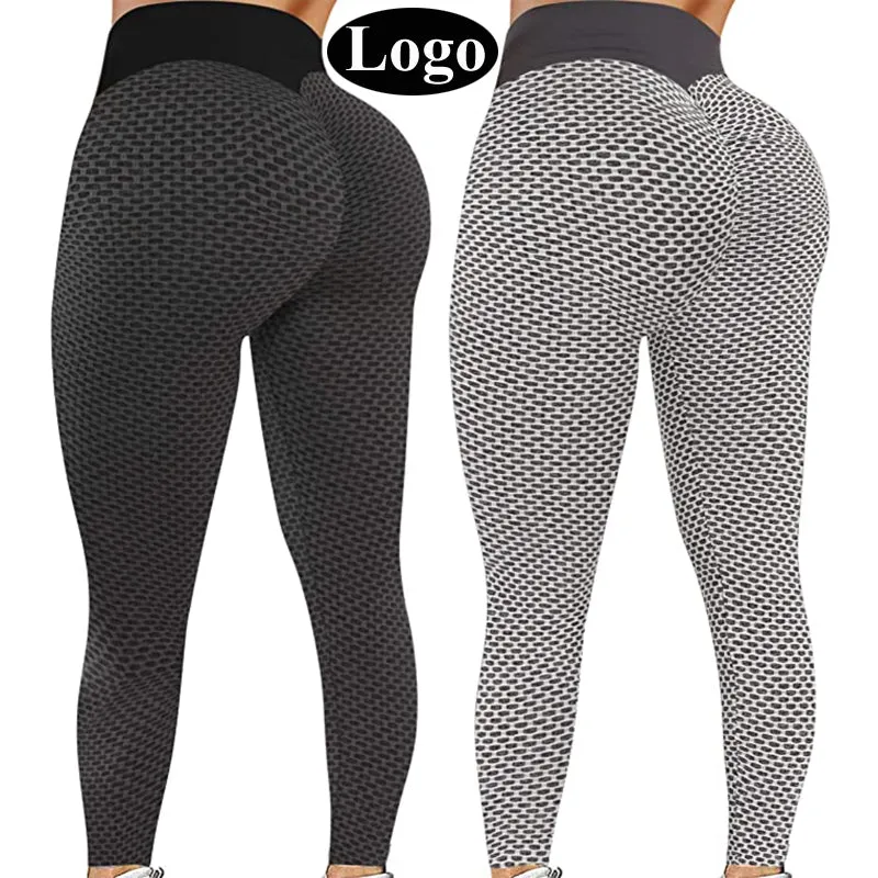 2023 Custom Logo Compression Bluk Black Fitness Gym Scrunch Butt Lifting High Waist Workout Yoga Tights Leggings For Women
