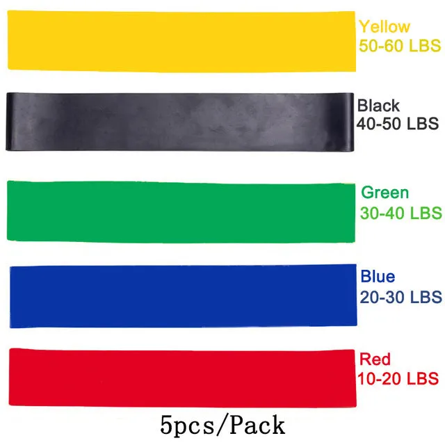 5PCS/Set Pilates Gym Resistance Bands Strength Training Nature Rubber Loop Sports Fitness Workout Elastic Athletic Yoga Expander