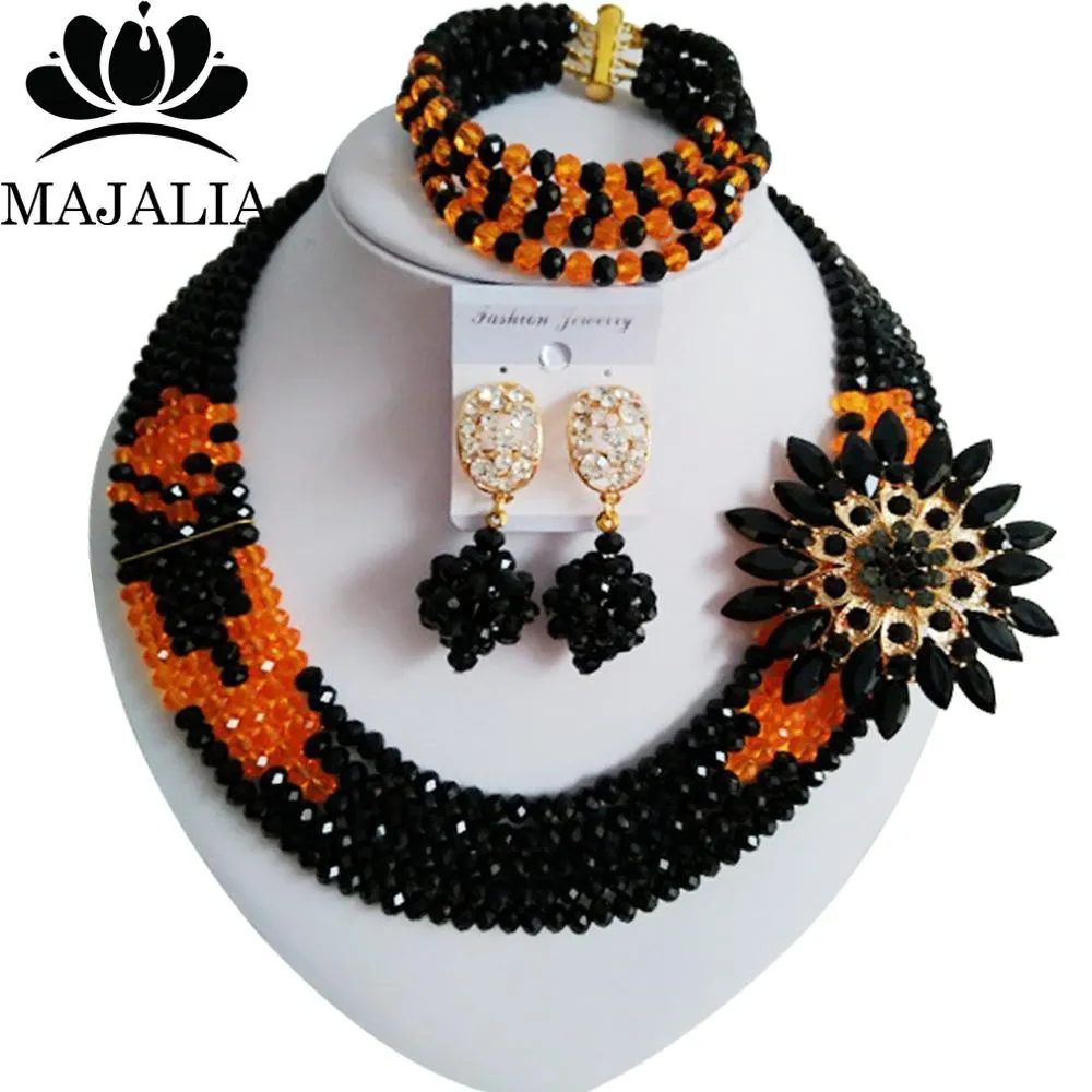 African Wedding Crystal necklace bridal jewellery set