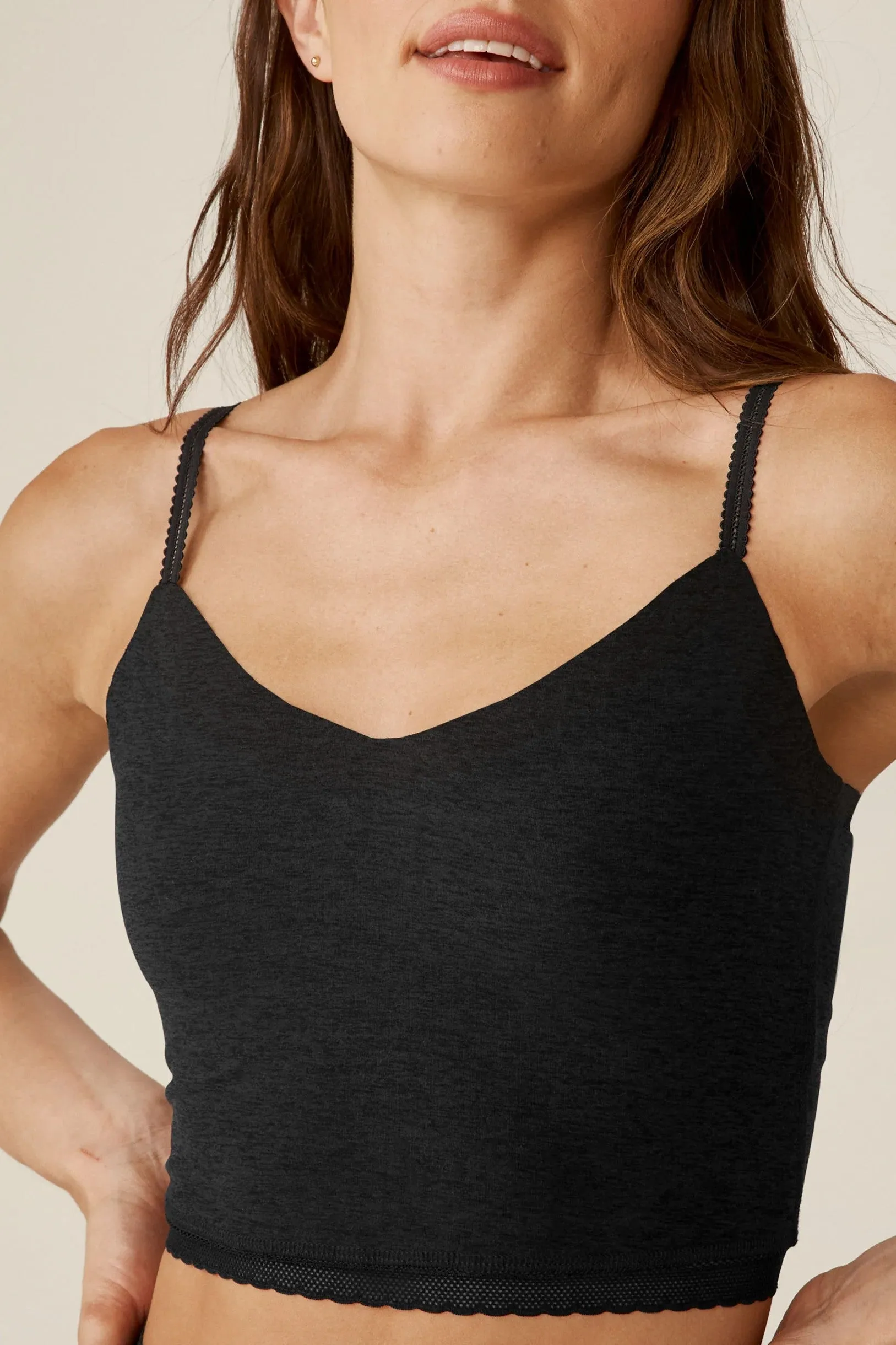 Allure Lace High Cropped Tank - Darkest Night