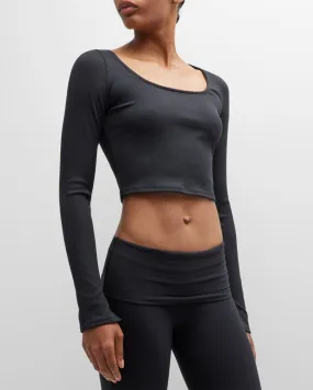 Alosoft Ribbed Long Sleeve Crop Top Alo Yoga