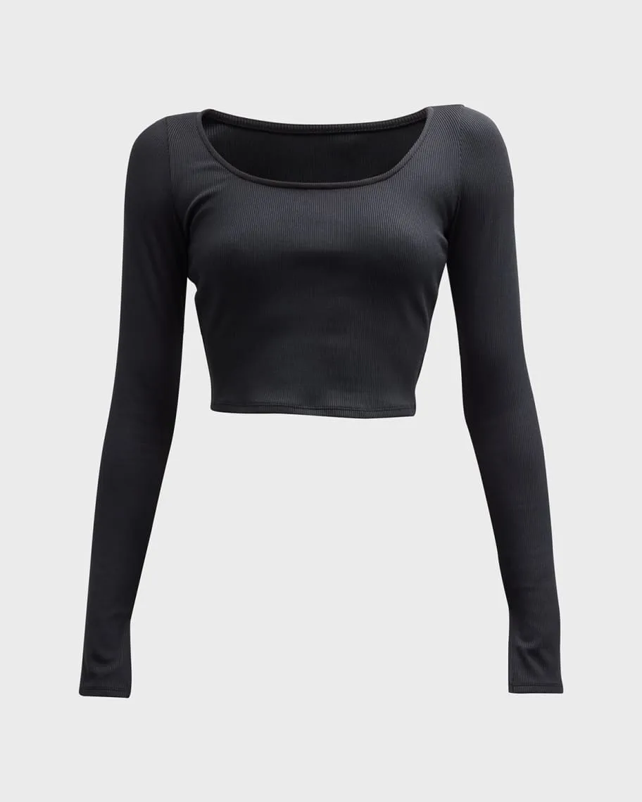 Alosoft Ribbed Long Sleeve Crop Top Alo Yoga