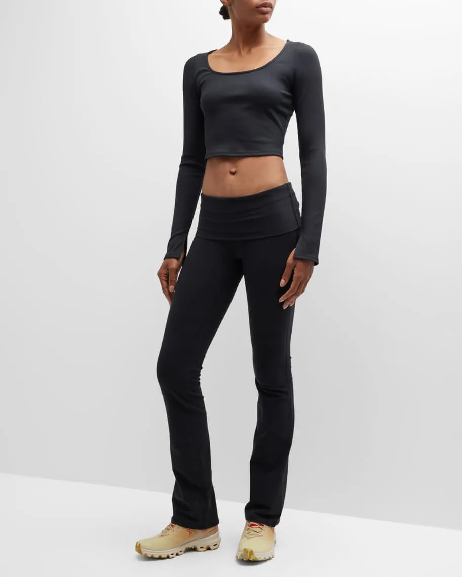 Alosoft Ribbed Long Sleeve Crop Top Alo Yoga