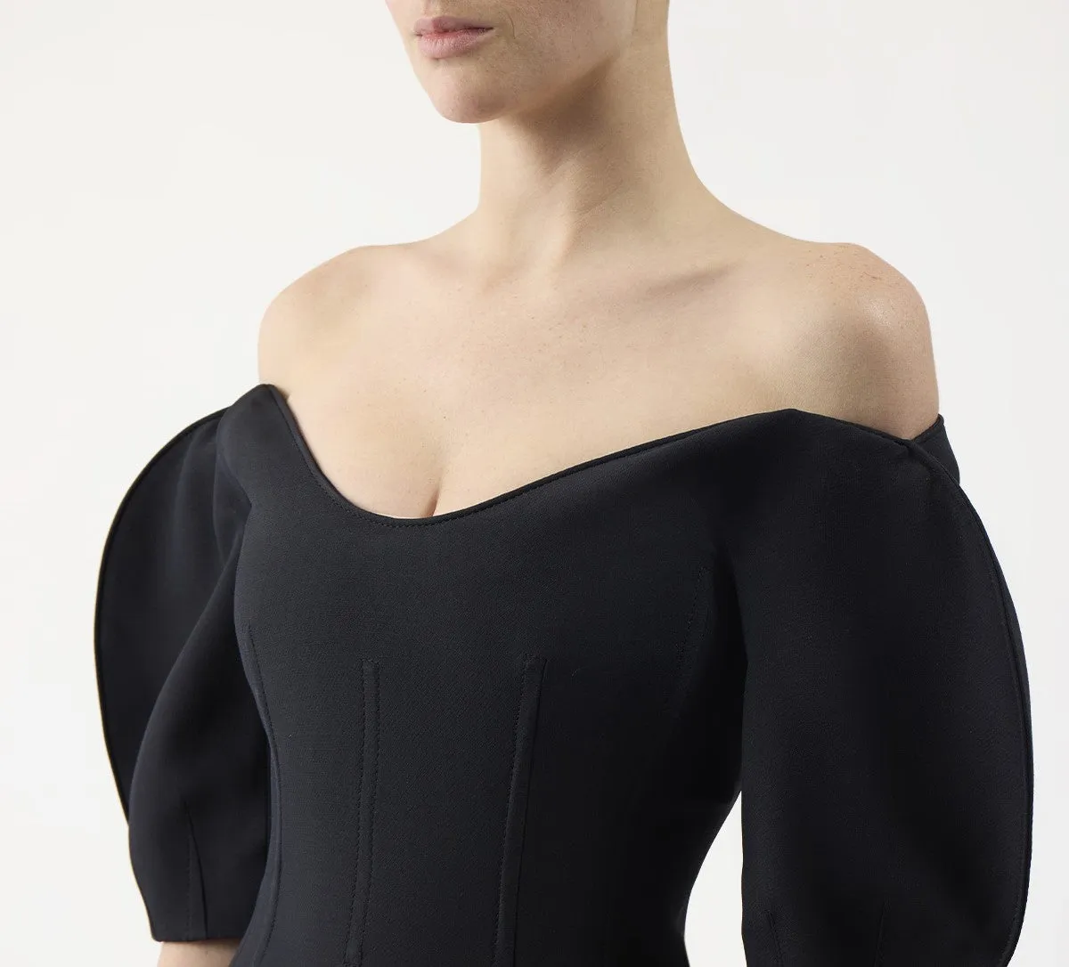 Bartlet Top in Black Wool Silk Cady