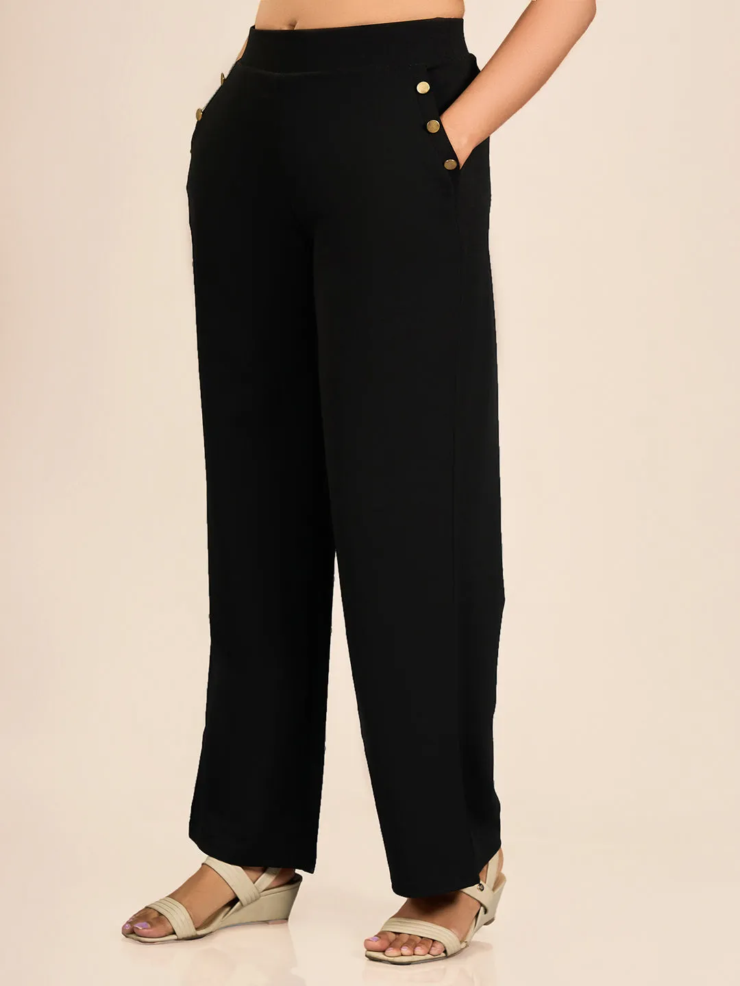 Black Solid BL Track Pant