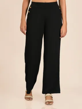 Black Solid BL Track Pant