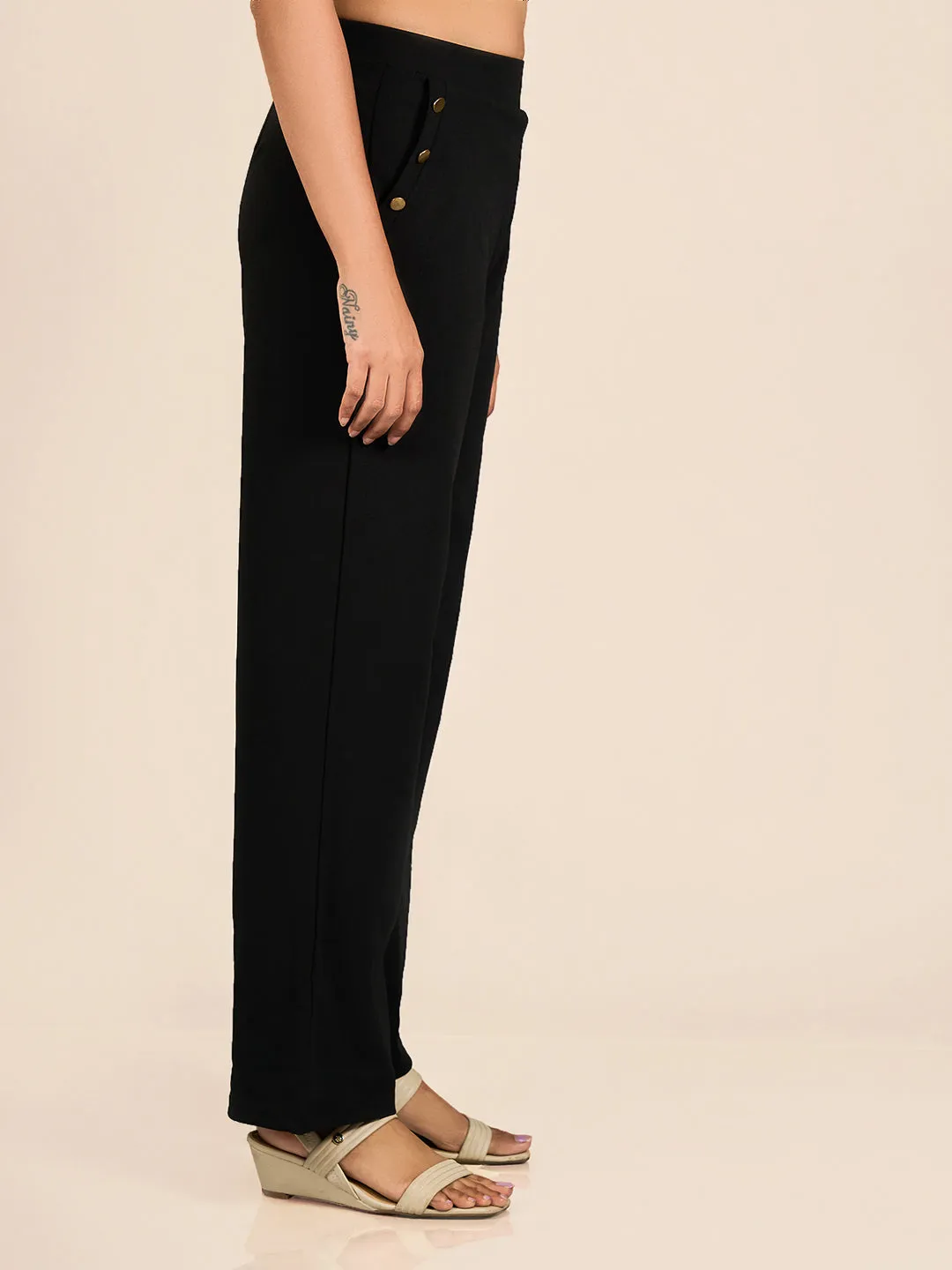 Black Solid BL Track Pant