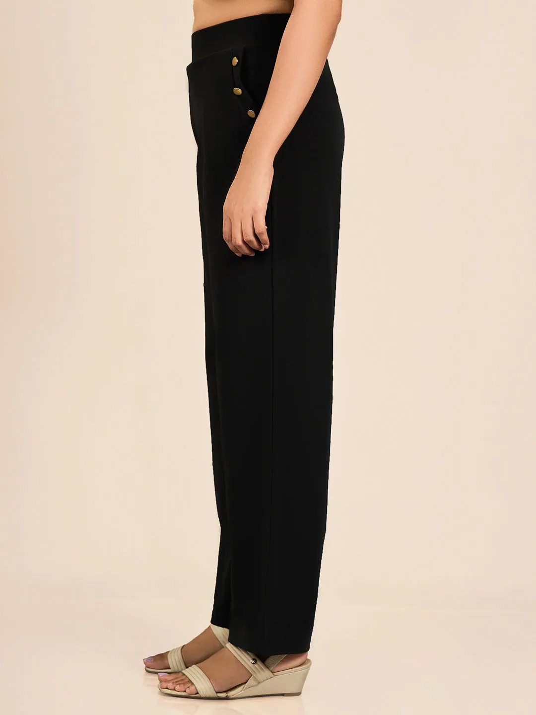 Black Solid BL Track Pant