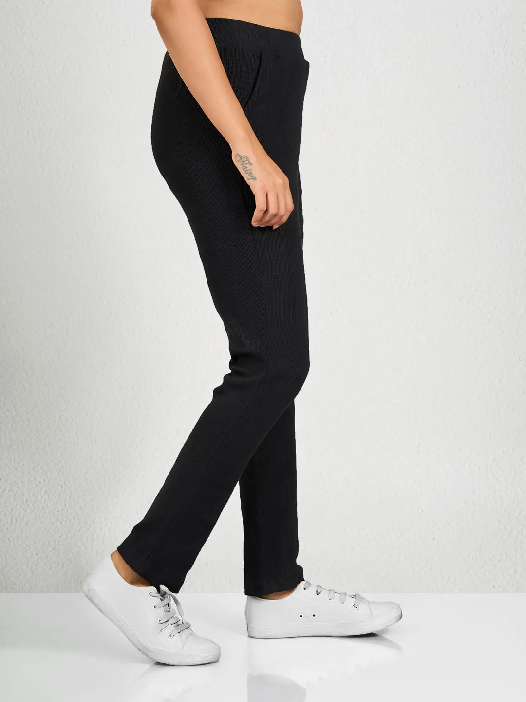 Black Solid BS Track Pant