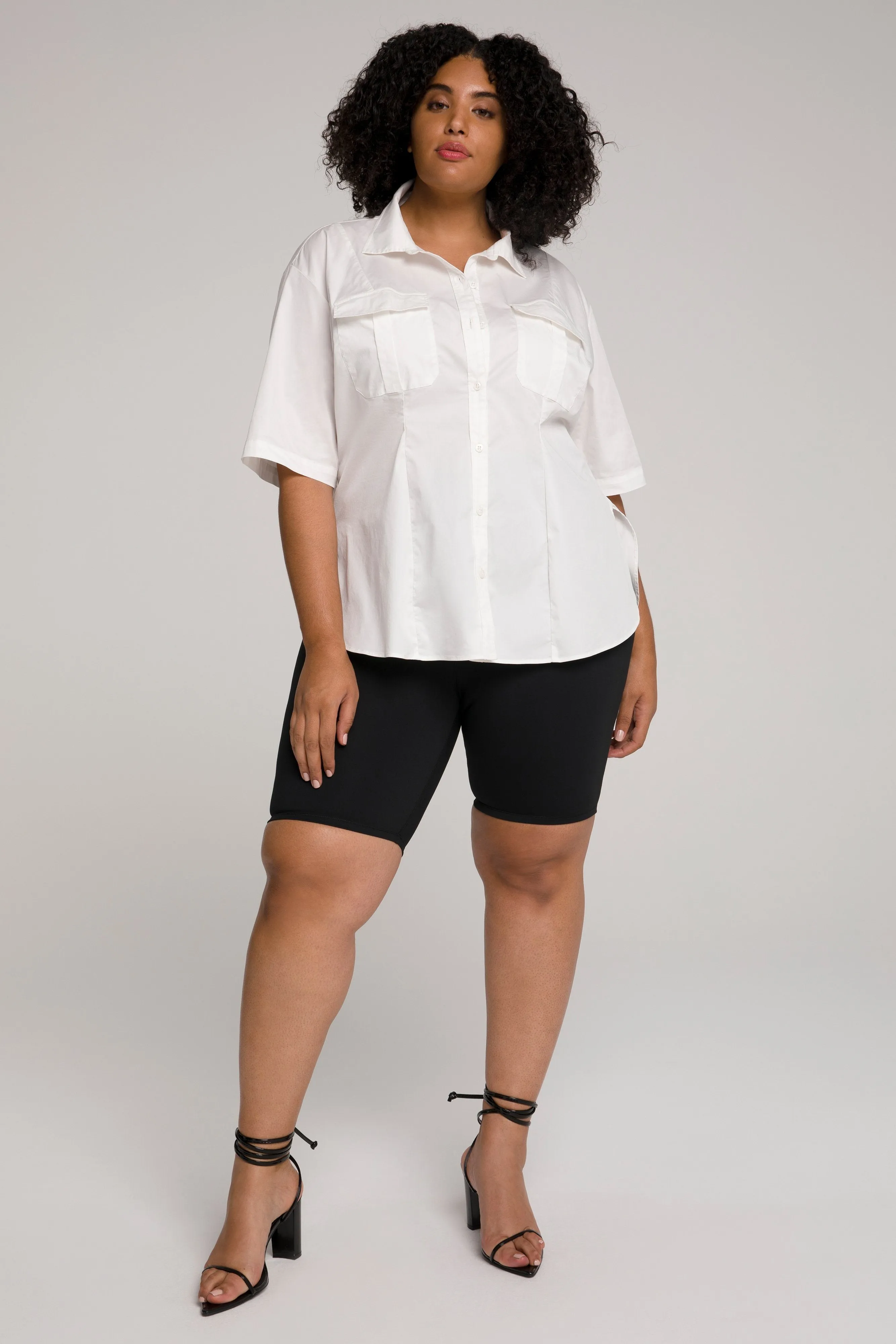 CINCHED TUNIC SHIRT | WHITE001