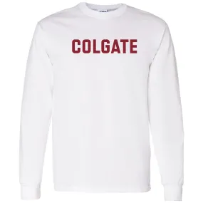 Colgate University Raiders Basic Block Long Sleeve T Shirt - White