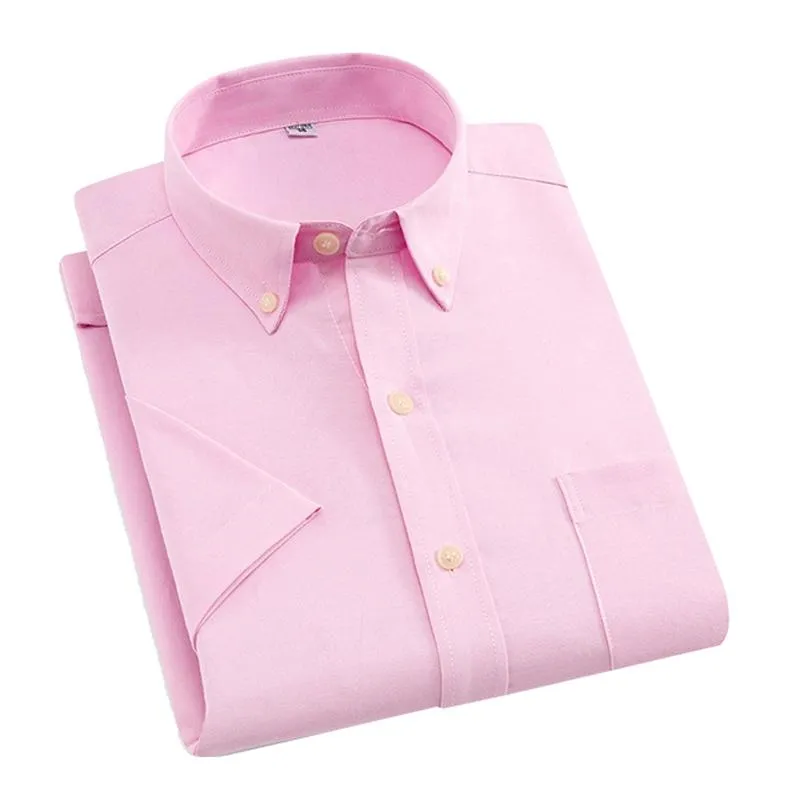 Collared Button-Up Short-Sleeved Shirt with Front Pocket