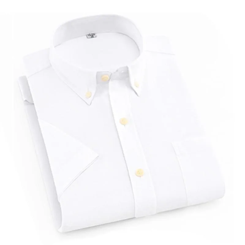 Collared Button-Up Short-Sleeved Shirt with Front Pocket