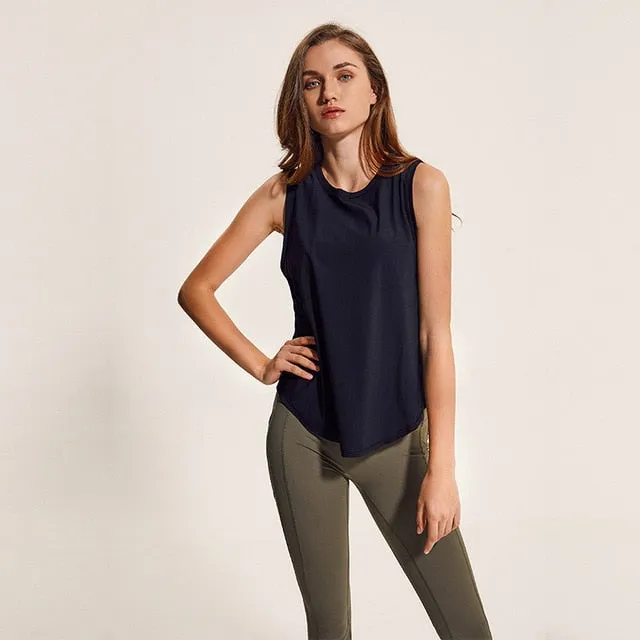 Colorvalue Back Mesh Patchwork Sport Vest Women Loose Fit Solid Yoga Fitness Vest Breathable O-neck Gym Athletic Tank Tops XS-XL