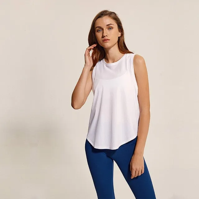Colorvalue Back Mesh Patchwork Sport Vest Women Loose Fit Solid Yoga Fitness Vest Breathable O-neck Gym Athletic Tank Tops XS-XL