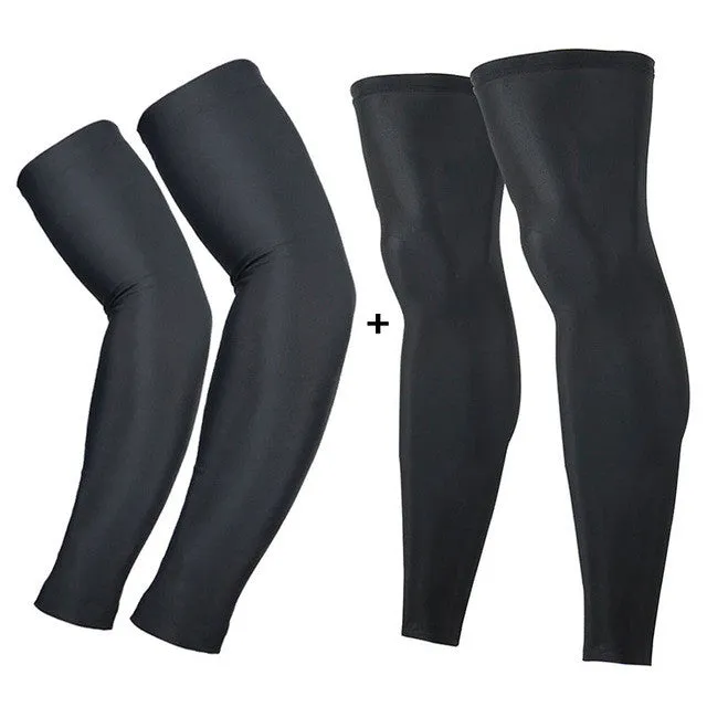 Cycling Legwarmers Sport Safety Running Legging Basketball Soccer Leg Warmers and Arm Sleeves Tights Sportswear Sets