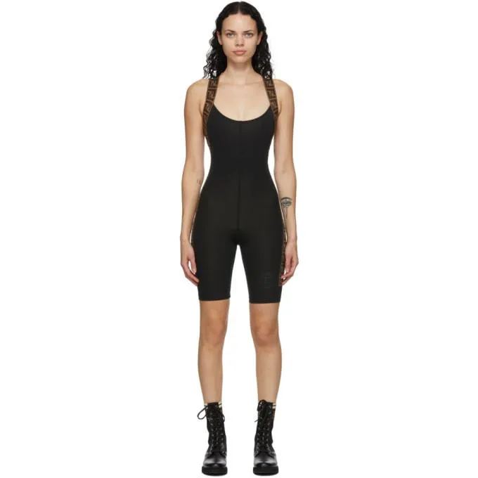 Fendi Black Stretch Forever Fendi Fitness Bodysuit