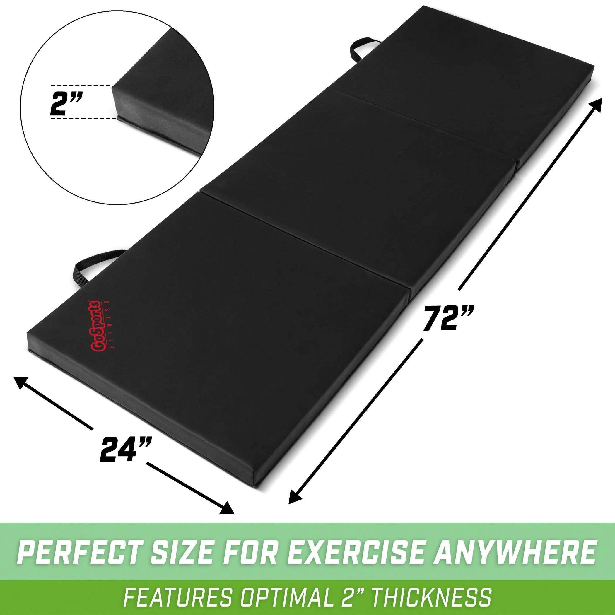 GoSports 6 ft x 2 ft Tri-Fold Exercise Fitness Mat