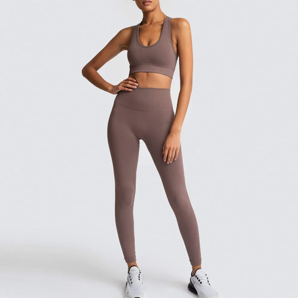 Knit Yoga Suit Exercise Fitness Suit Tank Top Suit Women