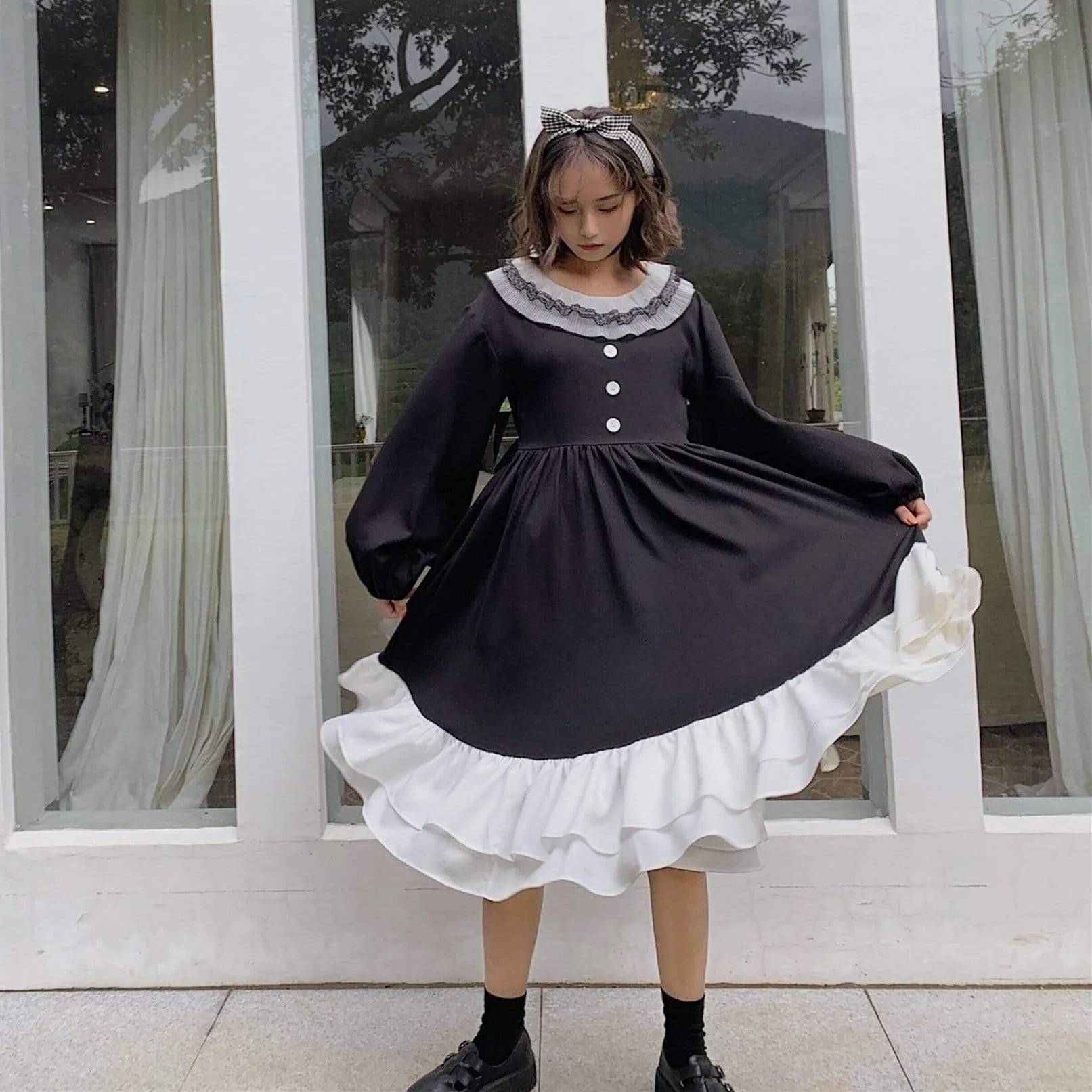 Lolita Floral Long Sleeved Dress