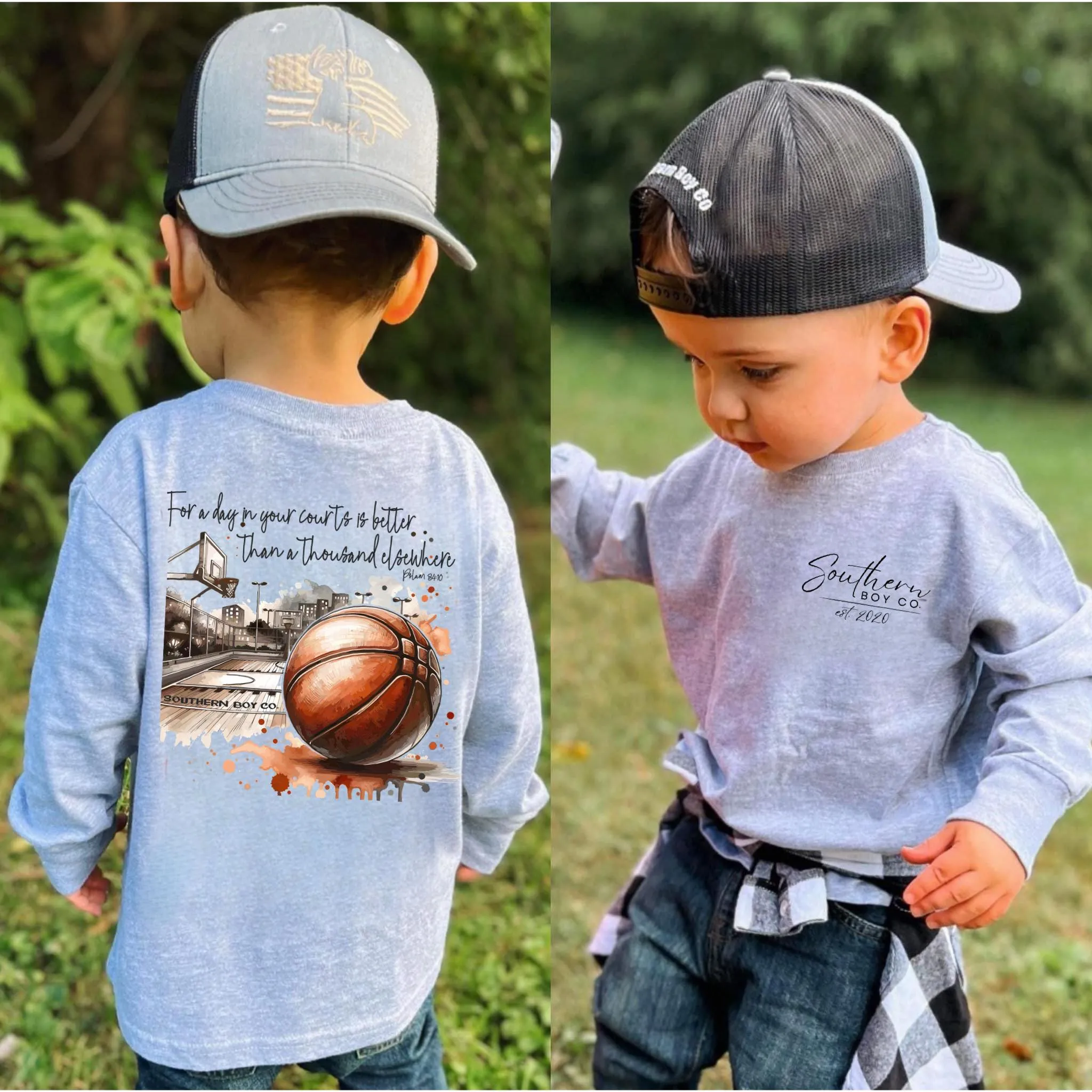 (LONG) Basketball Court Kids Tee