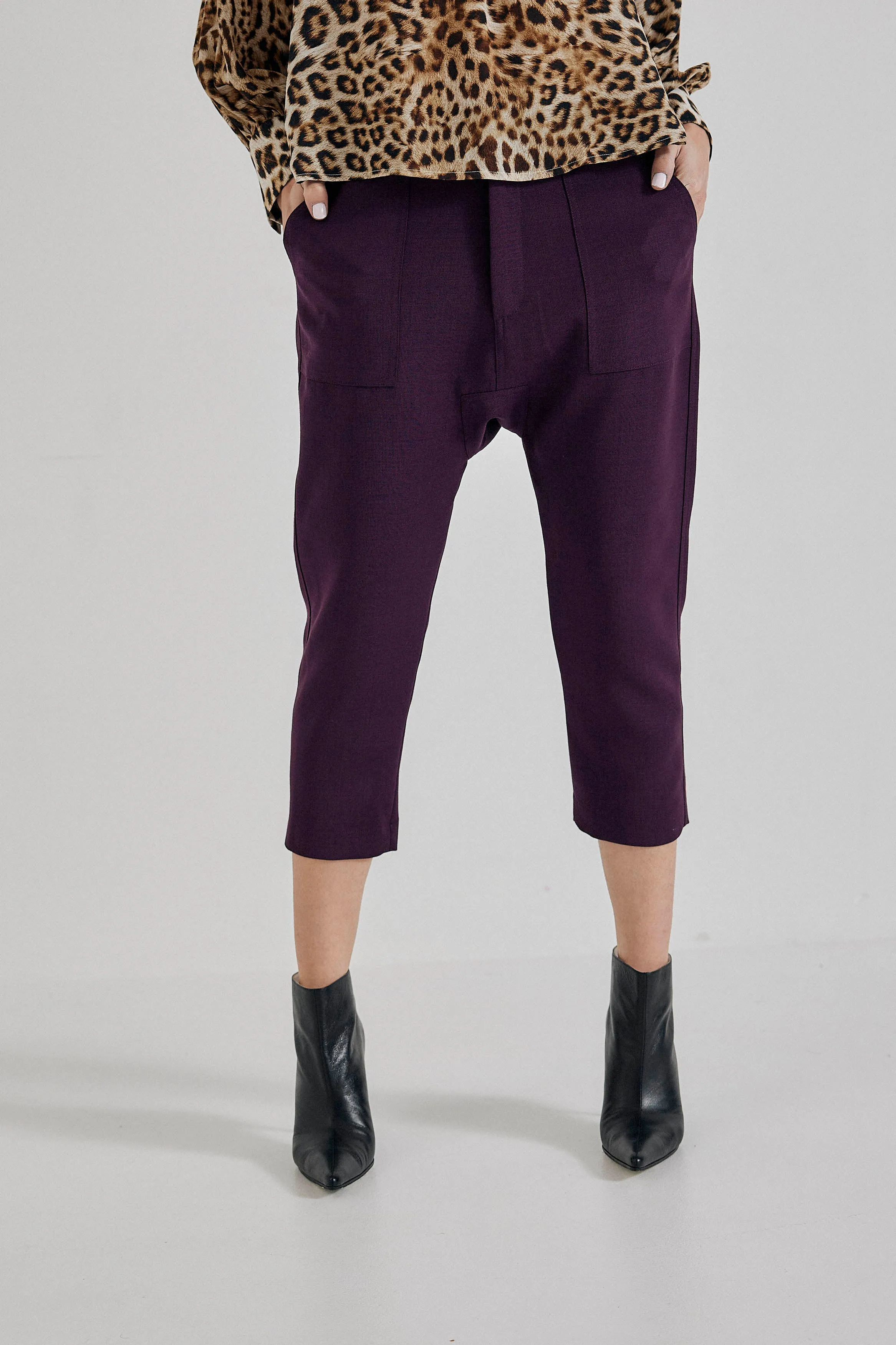 Maverick Drop Crotch Pant in Aubergine