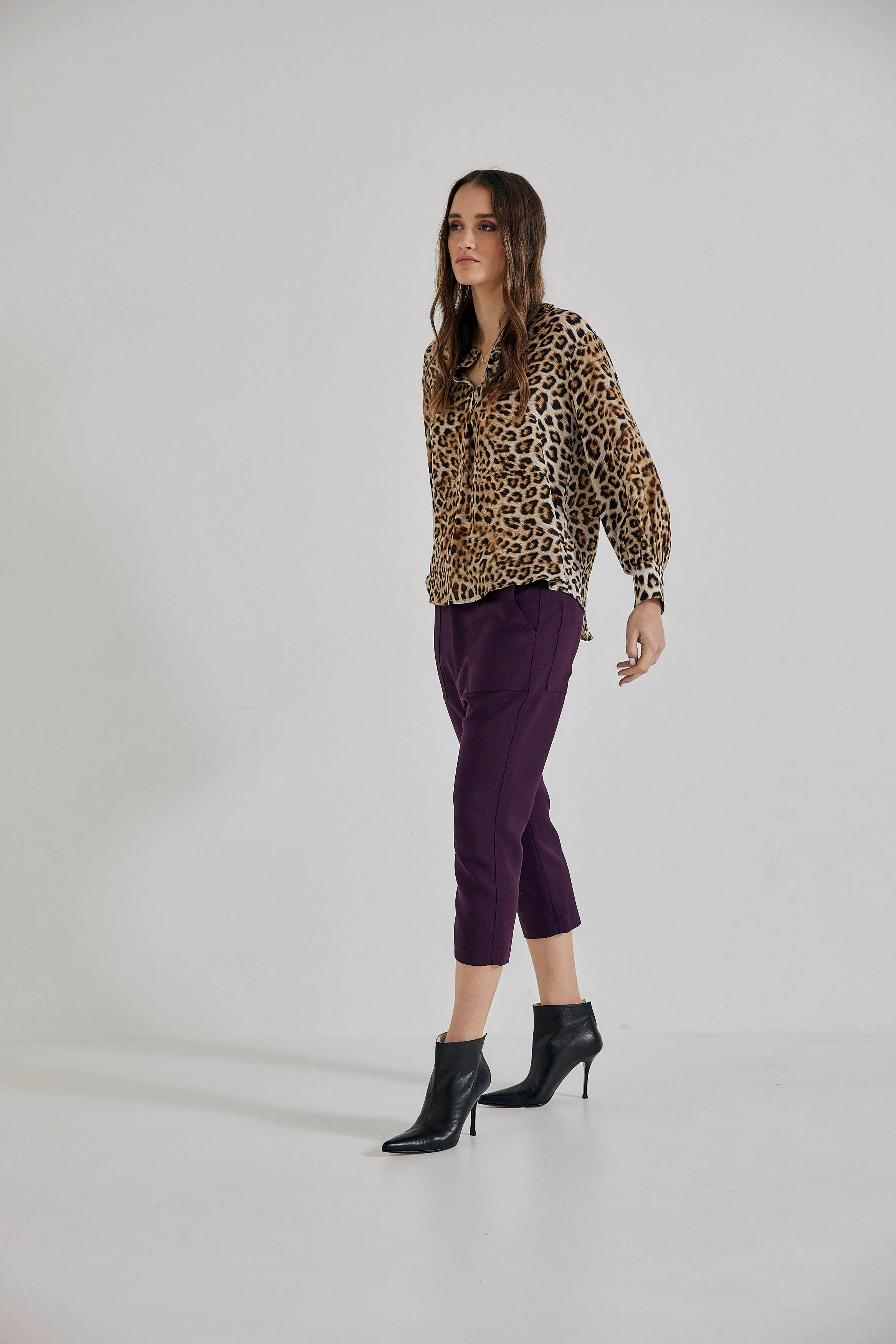 Maverick Drop Crotch Pant in Aubergine