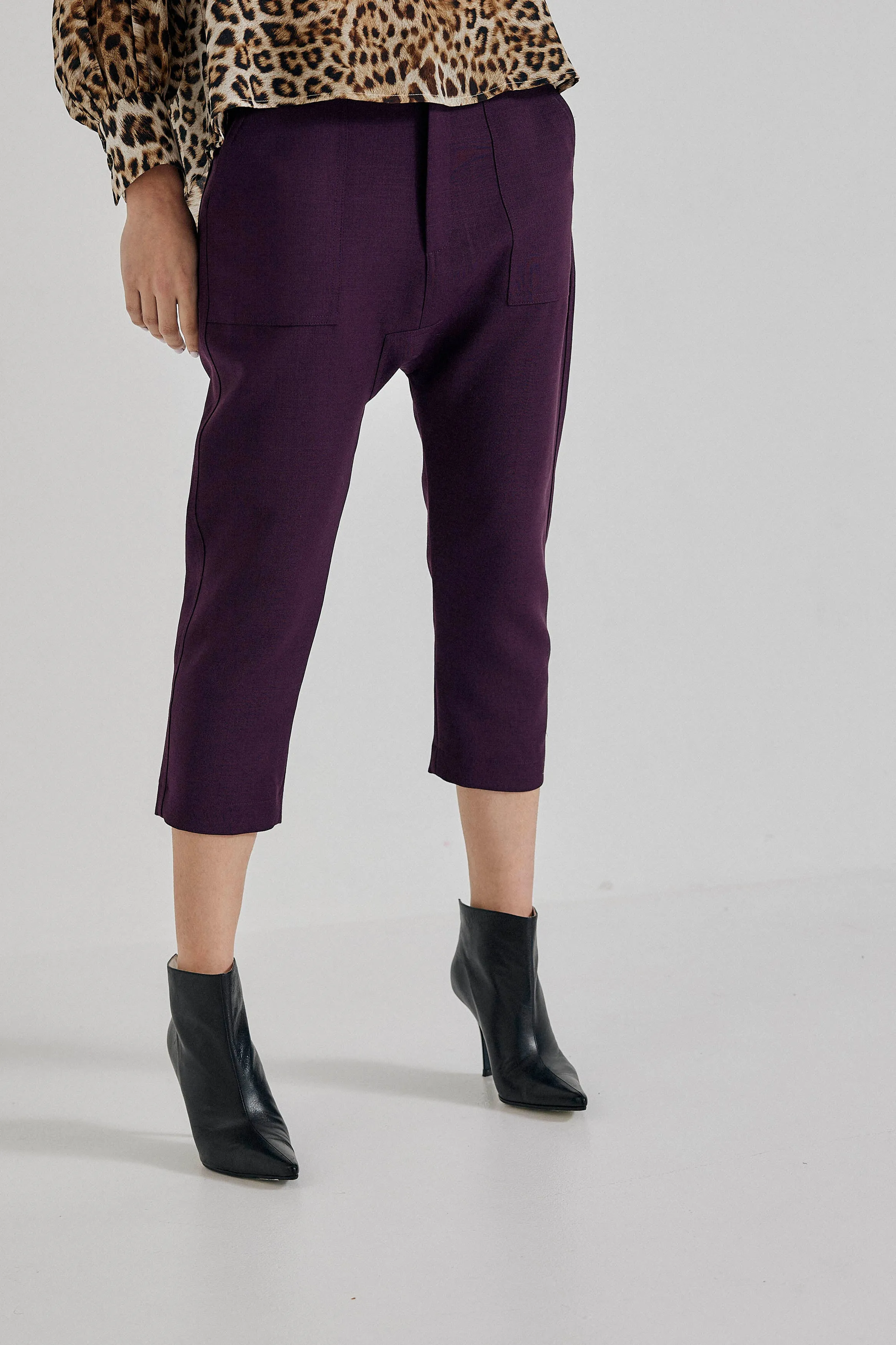 Maverick Drop Crotch Pant in Aubergine