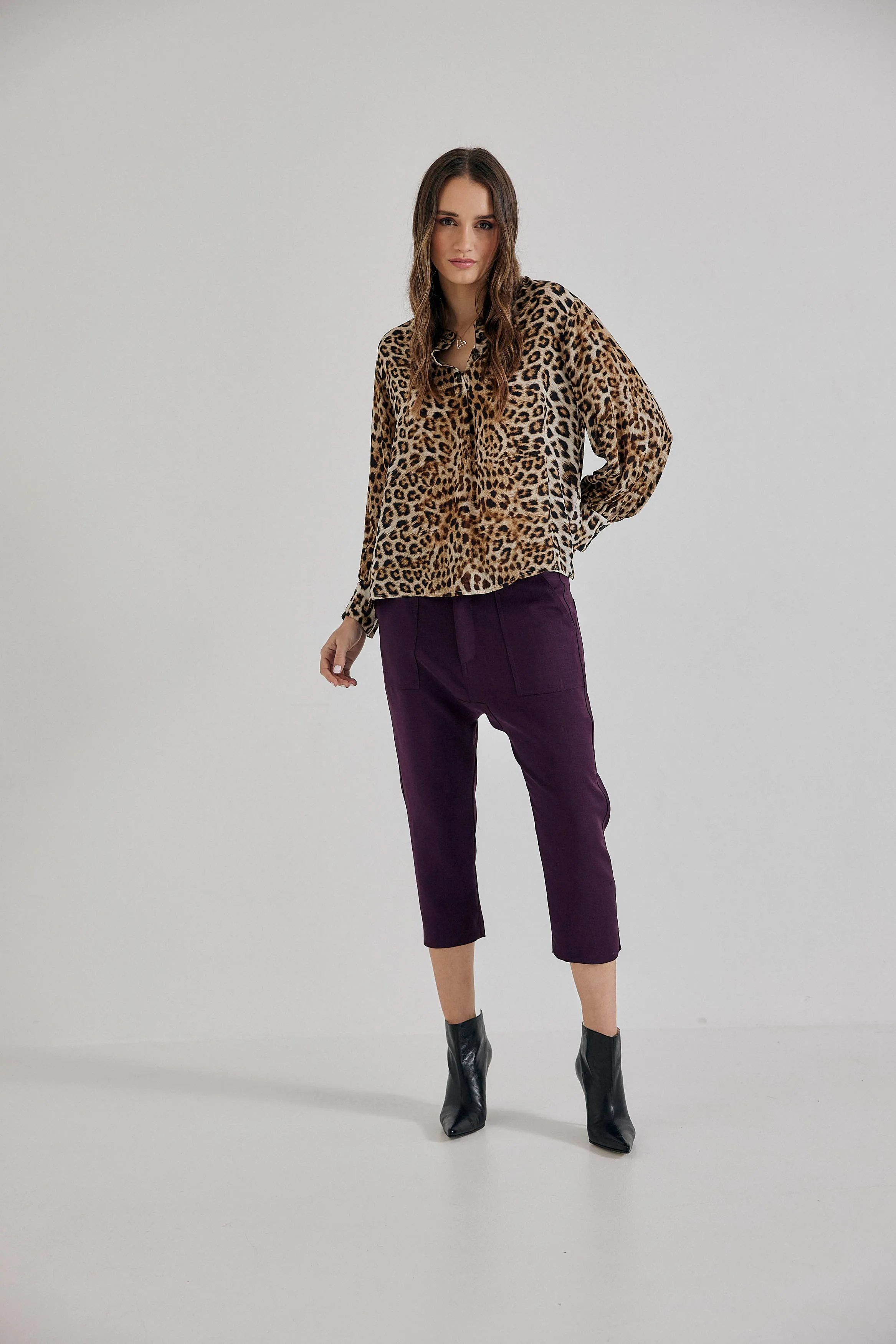Maverick Drop Crotch Pant in Aubergine