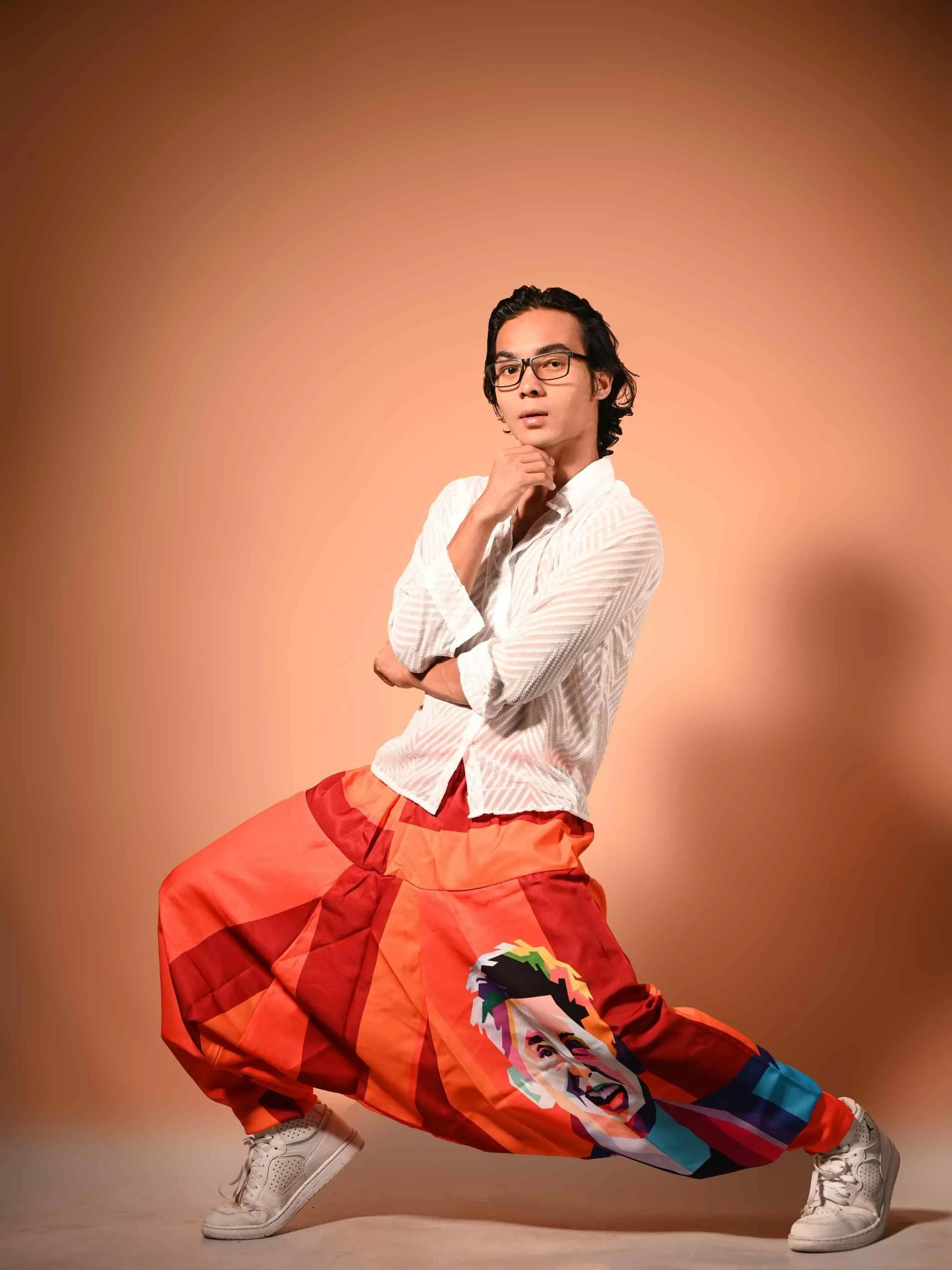 Men's Fierce Smiling Face Print  Bohemian Hippy Harem Pants For Dance Travel Yoga