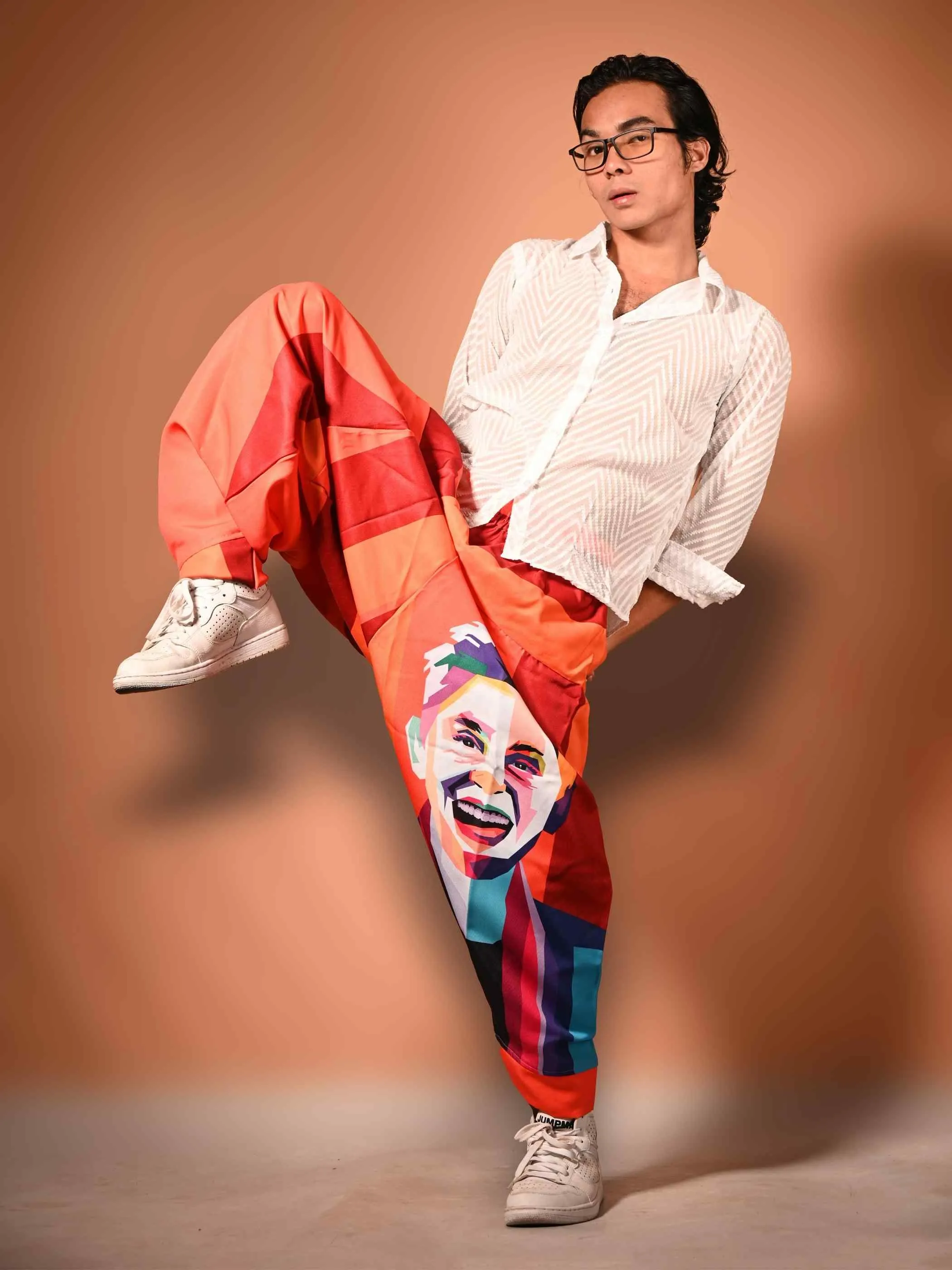 Men's Fierce Smiling Face Print  Bohemian Hippy Harem Pants For Dance Travel Yoga