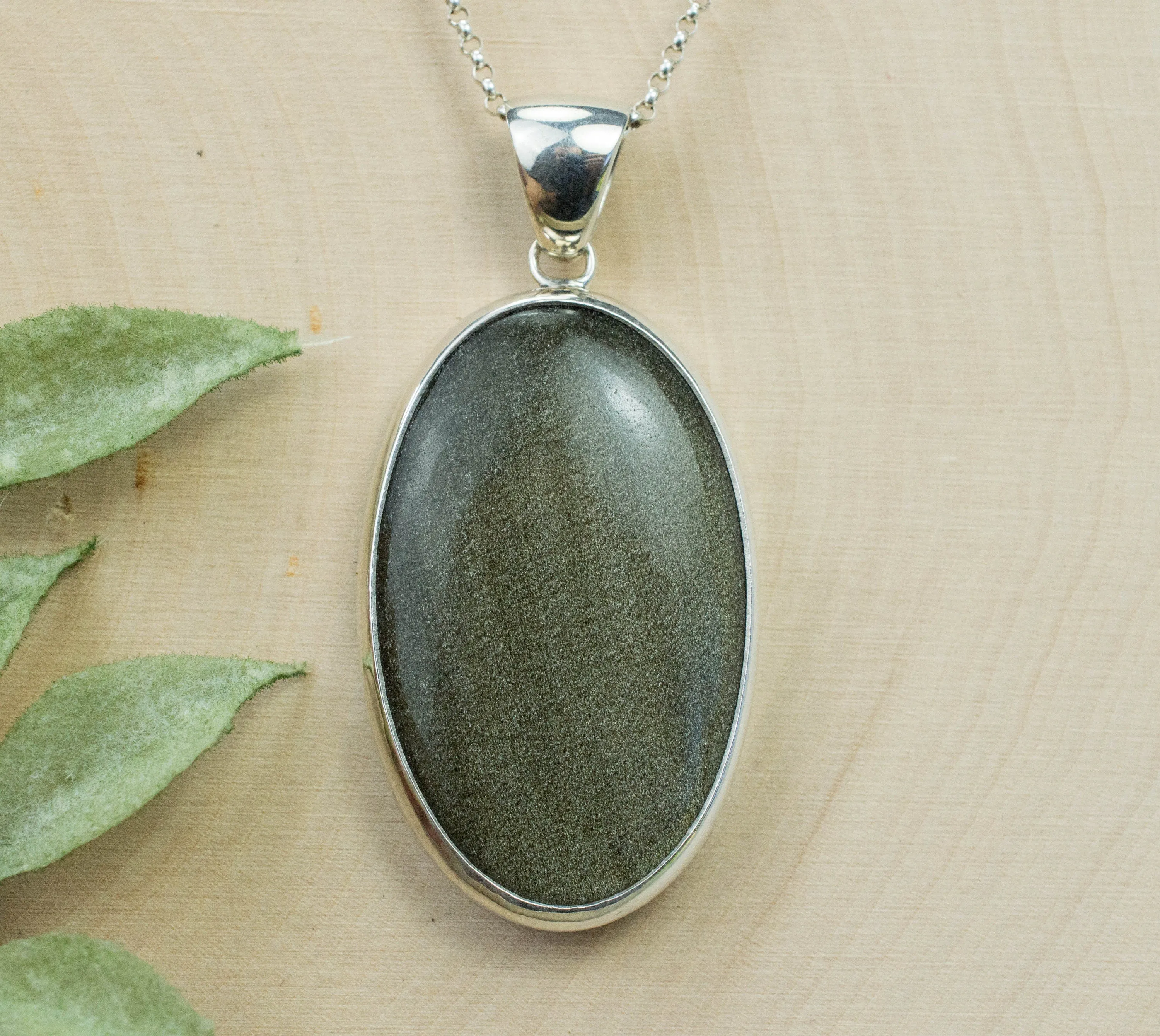 Obsidian Pendant; Genuine Untreated Mexico Gold Sheen Obsidian