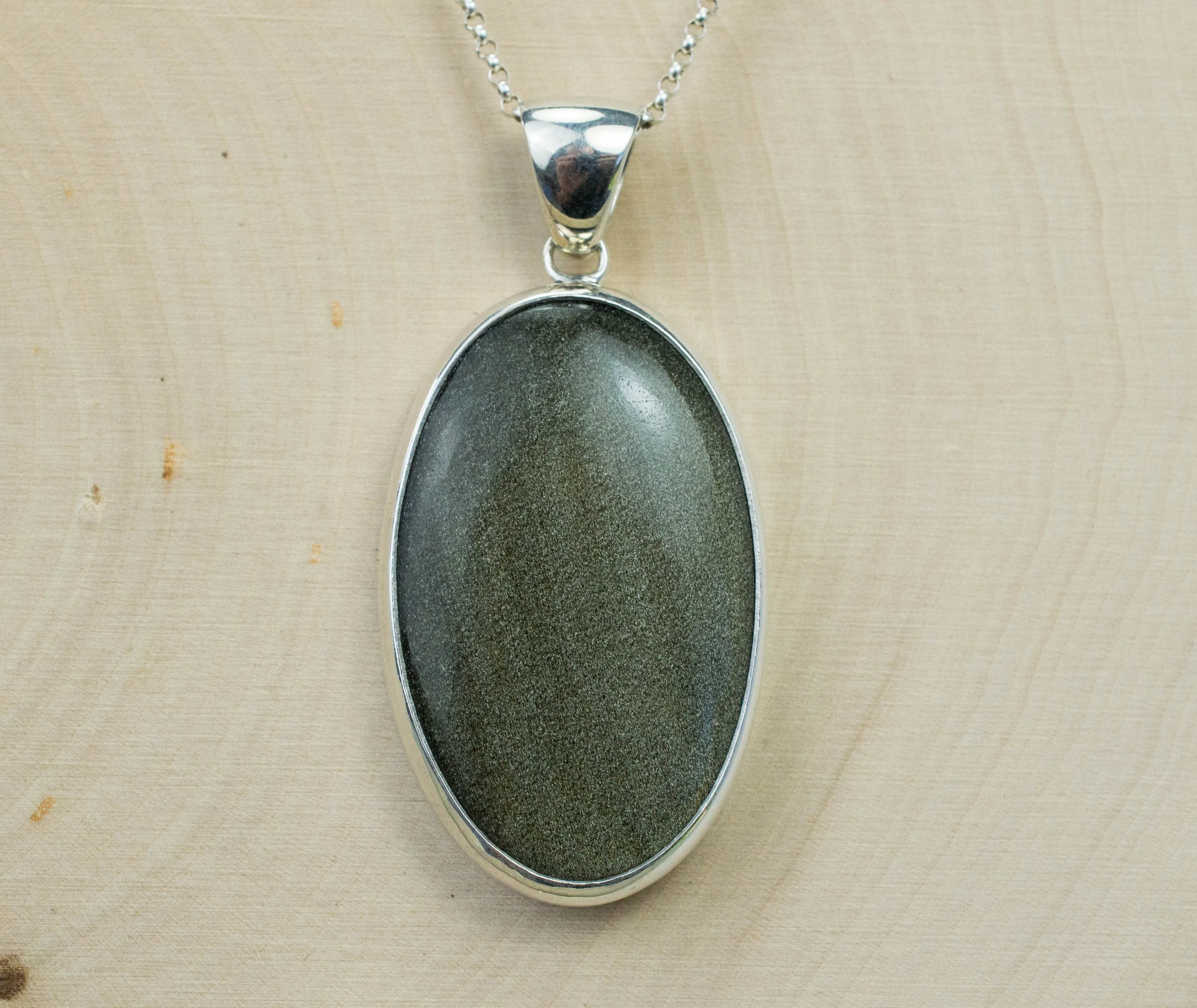 Obsidian Pendant; Genuine Untreated Mexico Gold Sheen Obsidian