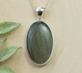 Obsidian Pendant; Genuine Untreated Mexico Gold Sheen Obsidian