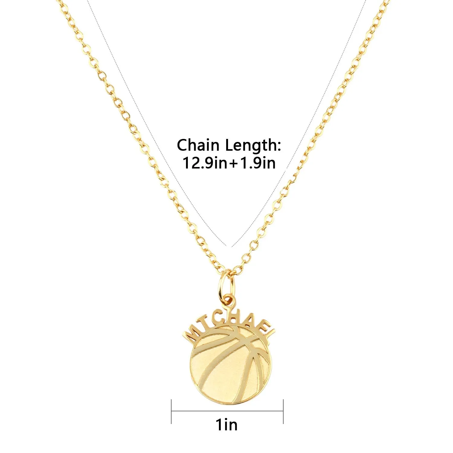 Personalized Basketball Baby Boy Name Necklace