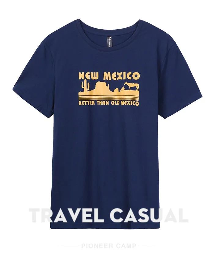 Pioneer Camp Cotton Men T-shirts Classical 2019 Short Sleeve Solid Printed “New Mexico” Tshirt Casual Fitness Men ADT902129