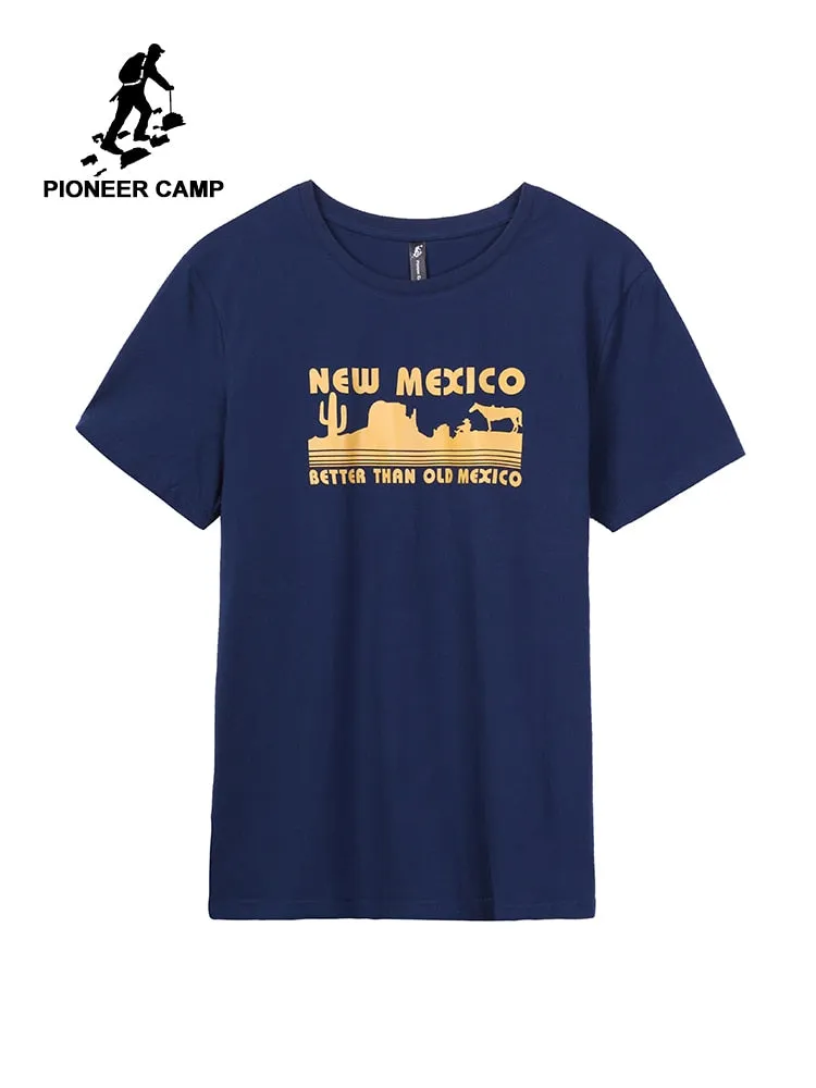 Pioneer Camp Cotton Men T-shirts Classical 2019 Short Sleeve Solid Printed “New Mexico” Tshirt Casual Fitness Men ADT902129