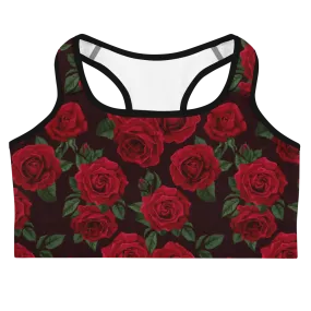 Red Red Rose (Black Back) Sports bra