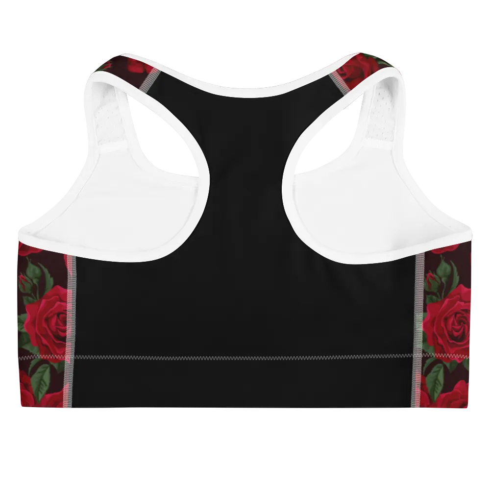 Red Red Rose (Black Back) Sports bra
