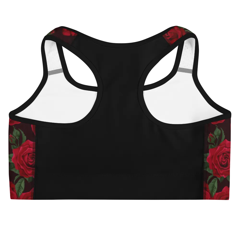 Red Red Rose (Black Back) Sports bra