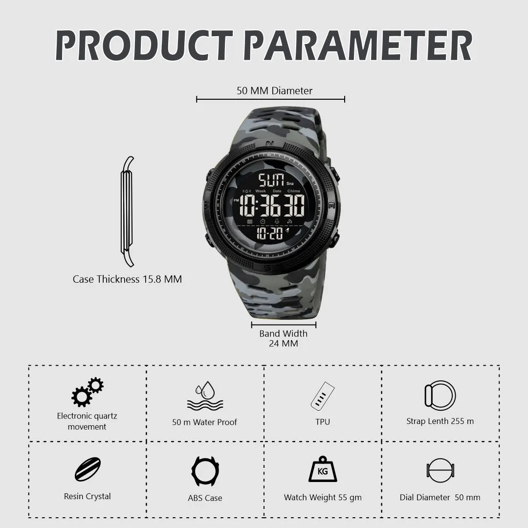 V2A Military Green Digital Watch for Men and Boys Sports Watch with Dual Time 5 ATM Waterproof Latest Men’s Watch | Gifts for Men | Anniversary Gifts | Gift for Husband | Birthday Gifts
