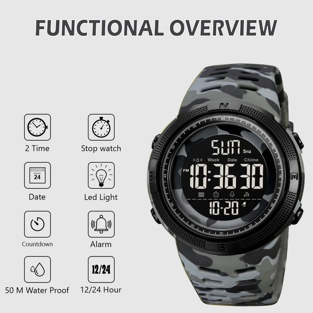V2A Military Green Digital Watch for Men and Boys Sports Watch with Dual Time 5 ATM Waterproof Latest Men’s Watch | Gifts for Men | Anniversary Gifts | Gift for Husband | Birthday Gifts