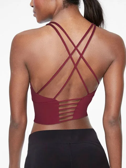 Women Sports Bra Tops High Impact for Fitness Yoga Running Pad Cropped Top SportsWear Tank Yoga Tops Sports Push Up Bra Women