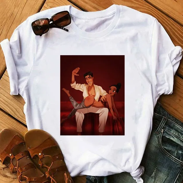 Women's Tshirt Aladdin Jasmin Romantic Night Funny T Shirt Girl Fitness Summer O-Neck Casual Short Sleeve Camiseta Mujer Lady