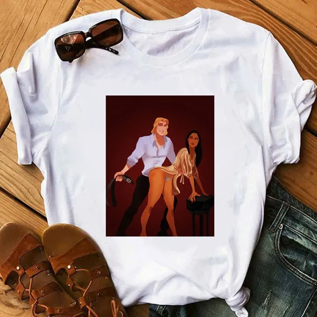 Women's Tshirt Aladdin Jasmin Romantic Night Funny T Shirt Girl Fitness Summer O-Neck Casual Short Sleeve Camiseta Mujer Lady